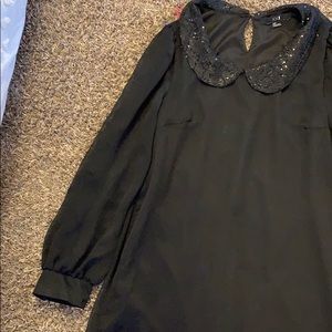 Black dress with sequin Peter Pan collar